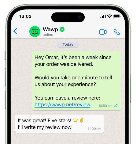 whatsapp Collect Reviews message