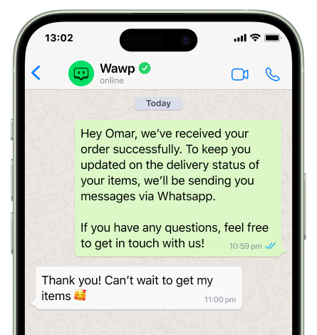 whatsapp Order Confirmation message