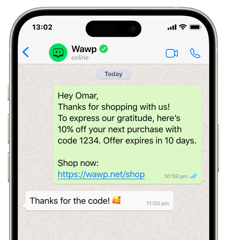 whatsapp Post purchase message